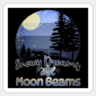 Snowy Dreams and Moonbeams Retro Sunset Sticker